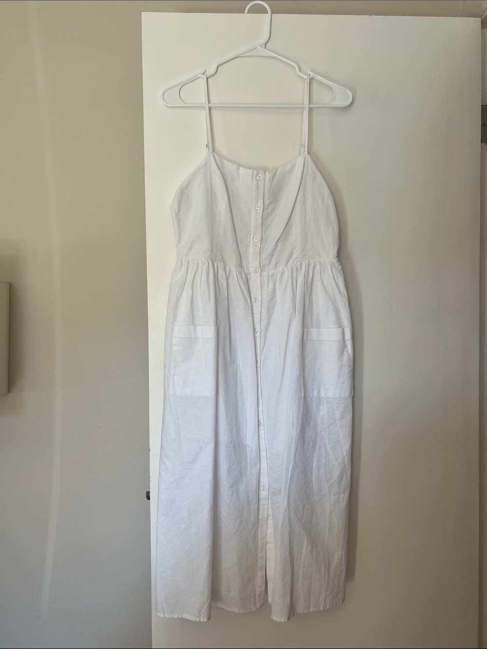 Petal & Pup White Button-Front Cotton Midi Dress